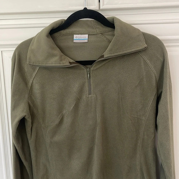 Columbia Women's Quarter-Zip Fleece Pullover sweater size M medium olive green - Picture 1 of 10